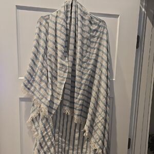 Striped Blue and White Shawl